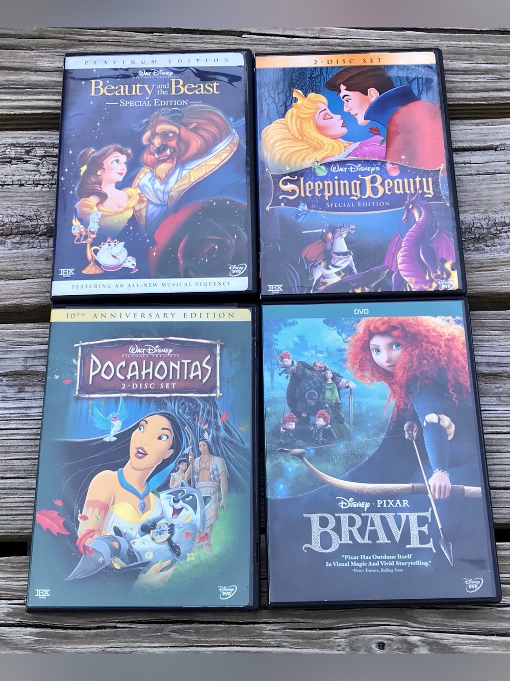 Lot Disney Princess Classic DVD Movies Sleeping Beauty & Beast Pocahontas Brave